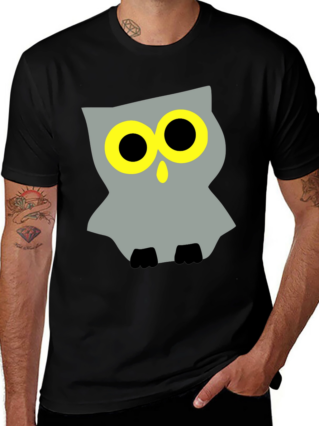 Cool Owl Graphic Black T-Shirt