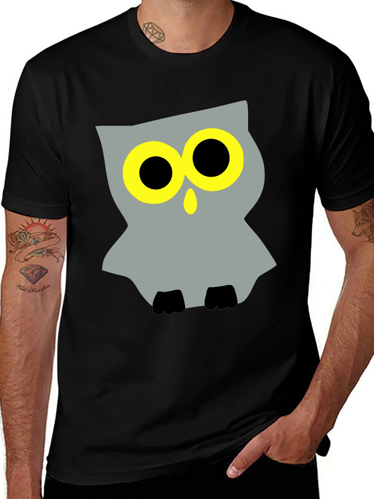 Cool Owl Graphic Black T-Shirt