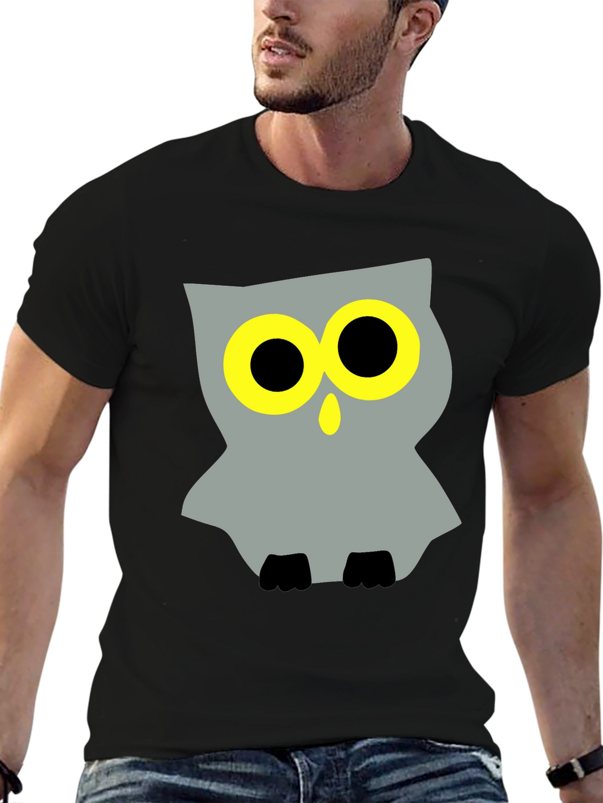 Cool Owl Graphic Black T-Shirt