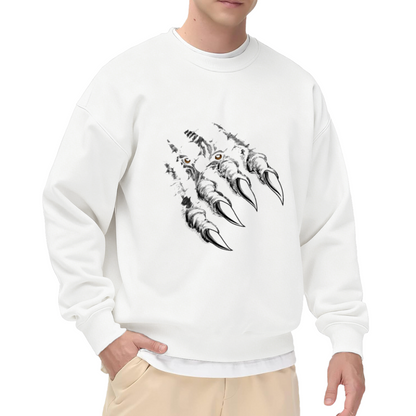 Monster Claw Slash Crewneck Sweatshirt, Dinosaur Scratch Horror Pullover, Halloween Gift