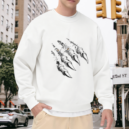 Monster Claw Slash Crewneck Sweatshirt, Dinosaur Scratch Horror Pullover, Halloween Gift