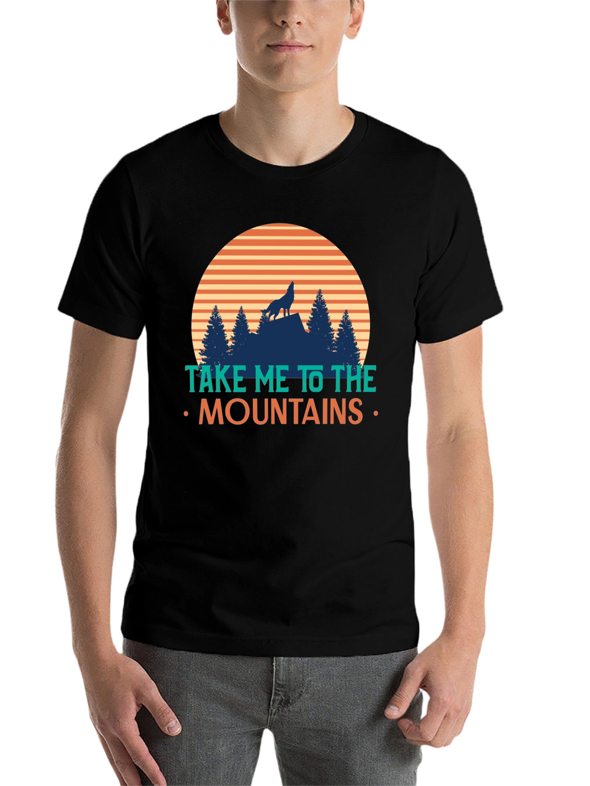 Take Me To The Mountains T-Shirt - Wolf Design