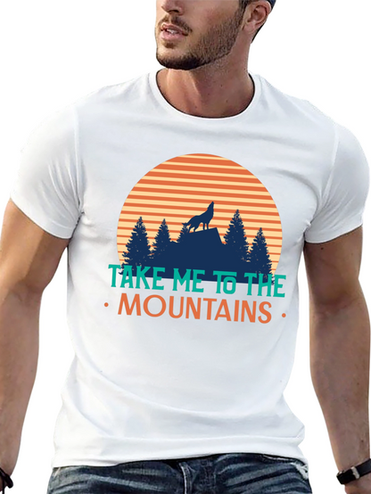 Take Me To The Mountains T-Shirt - Wolf Design
