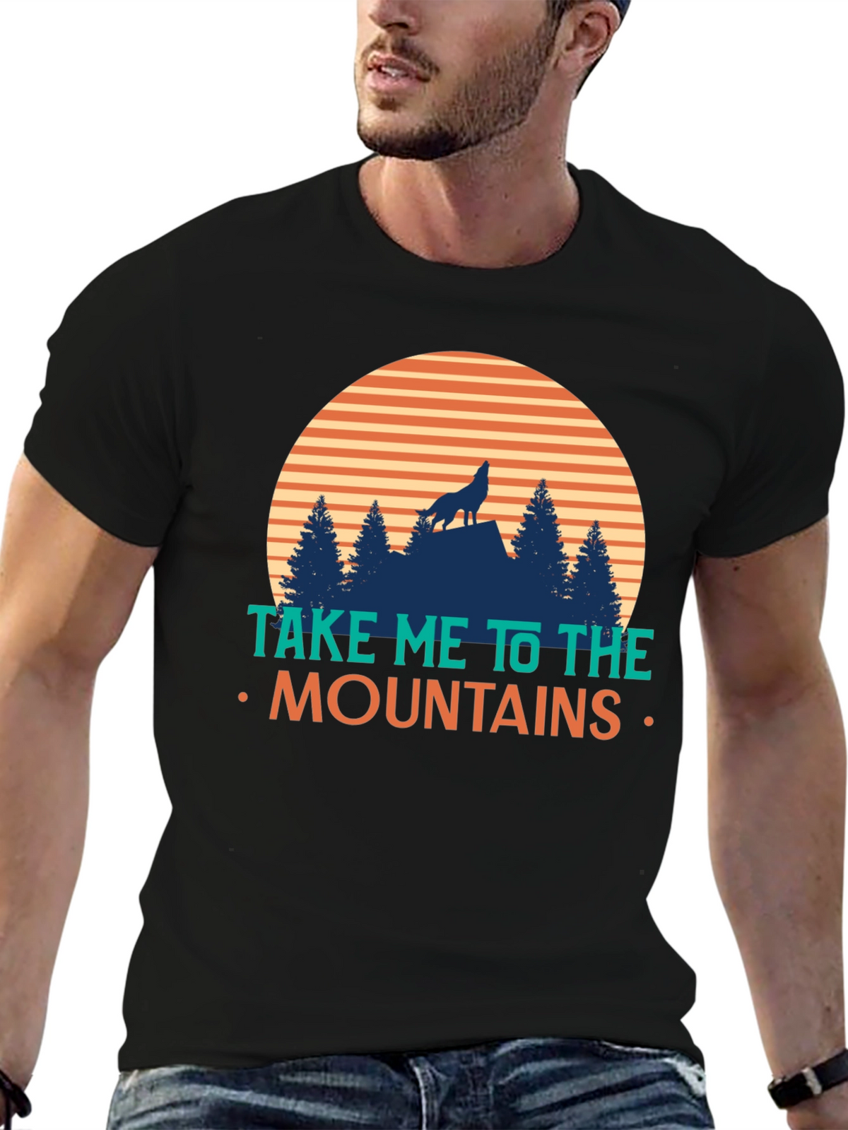 Take Me To The Mountains T-Shirt - Wolf Design