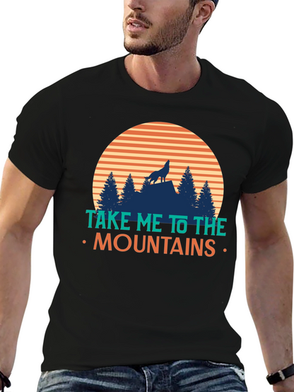 Take Me To The Mountains T-Shirt - Wolf Design