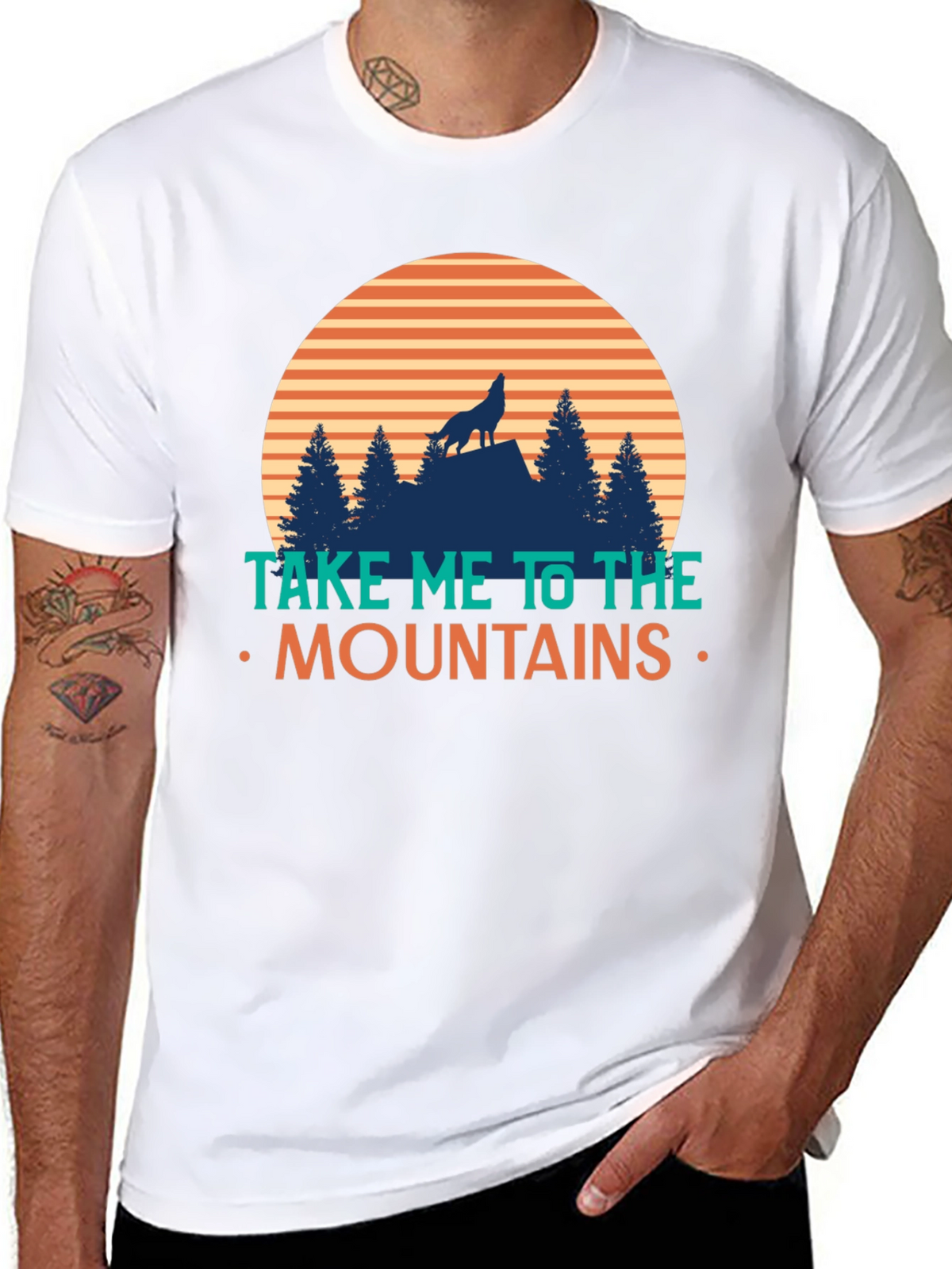 Take Me To The Mountains T-Shirt - Wolf Design