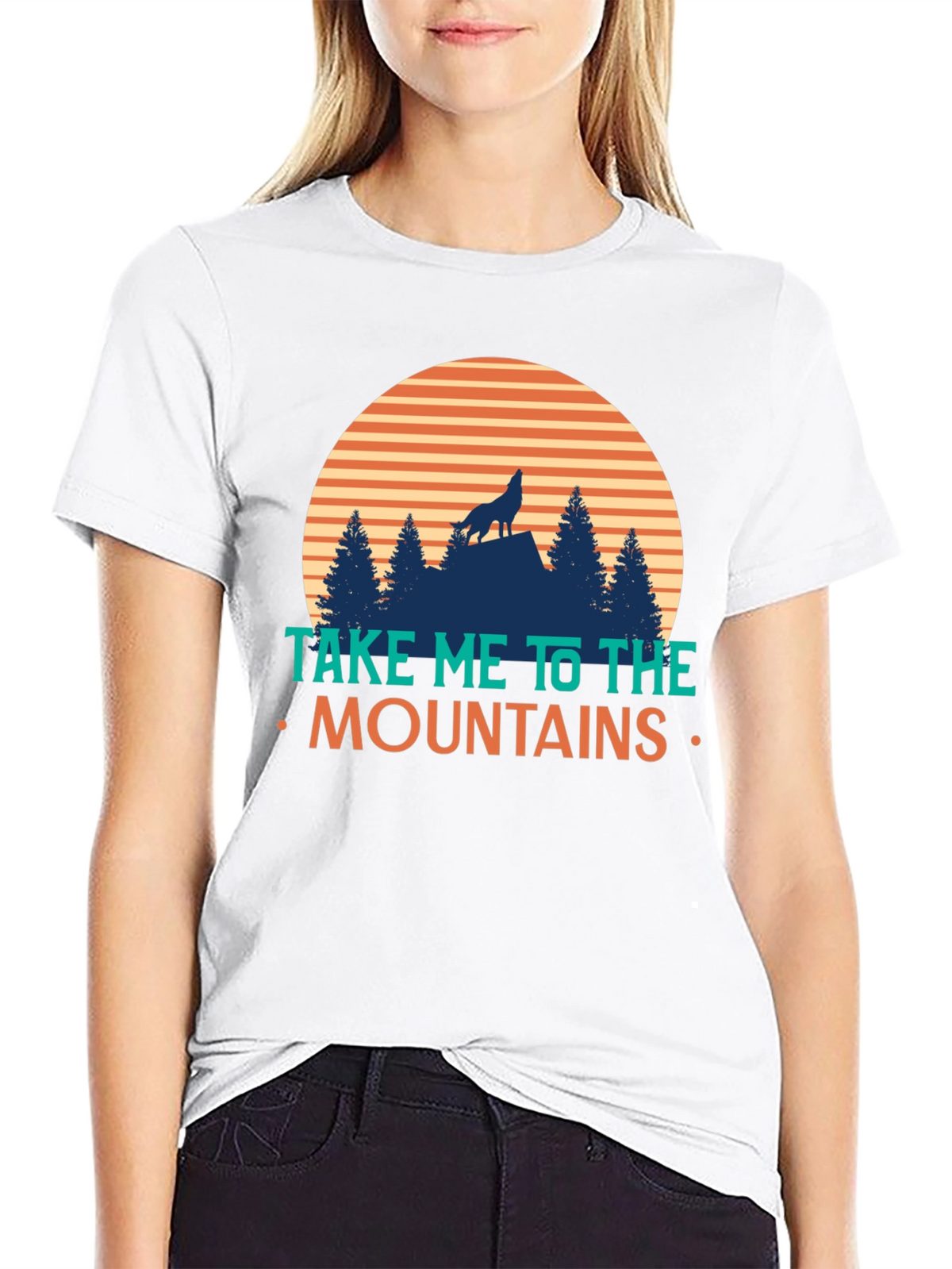 Take Me To The Mountains T-Shirt - Wolf Design