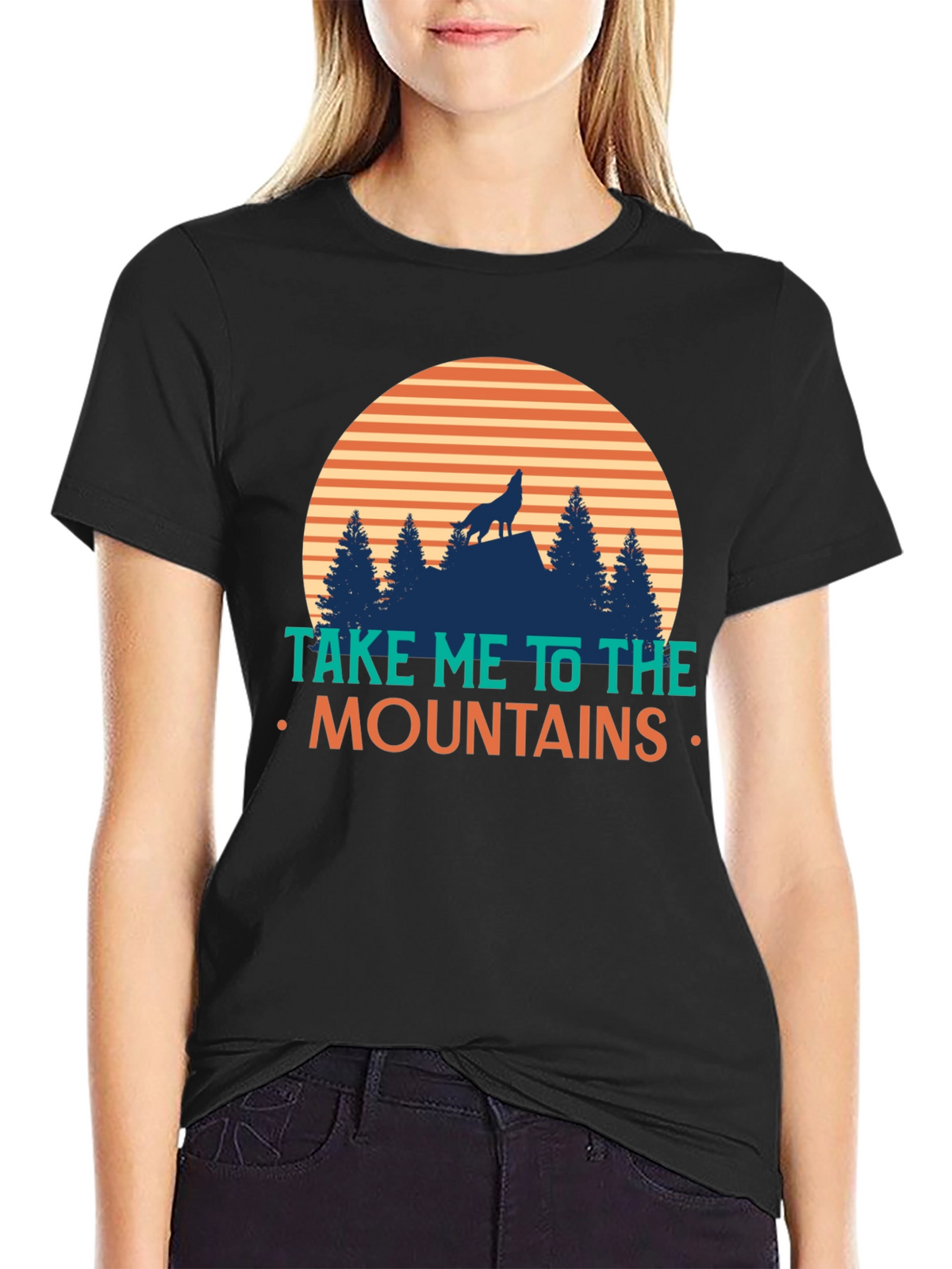 Take Me To The Mountains T-Shirt - Wolf Design