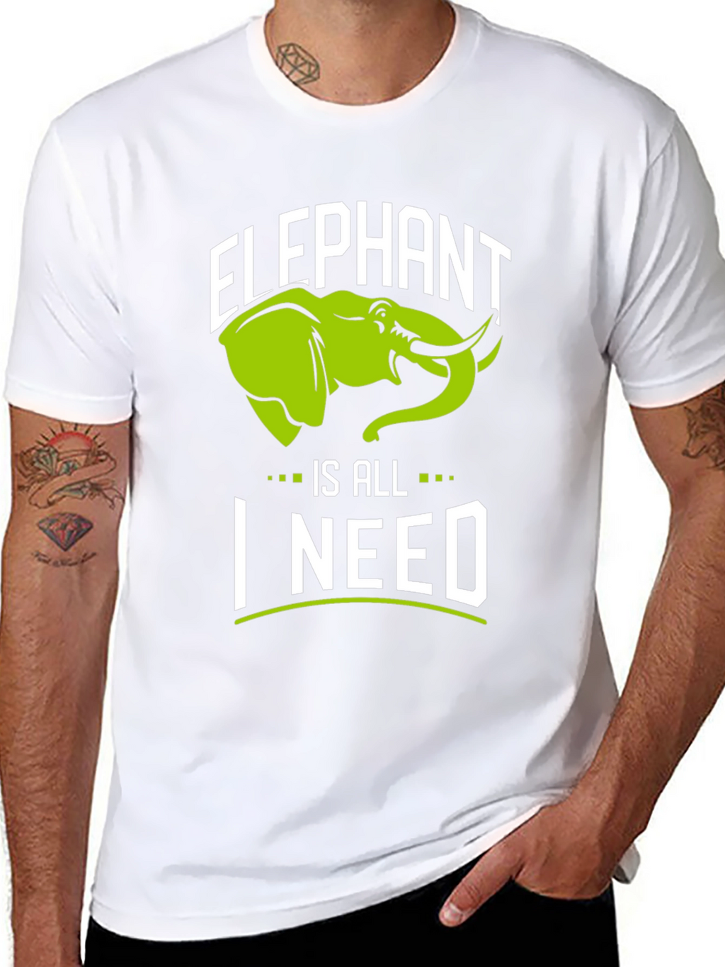 Elephant Is All I Need Black Graphic T-Shirt