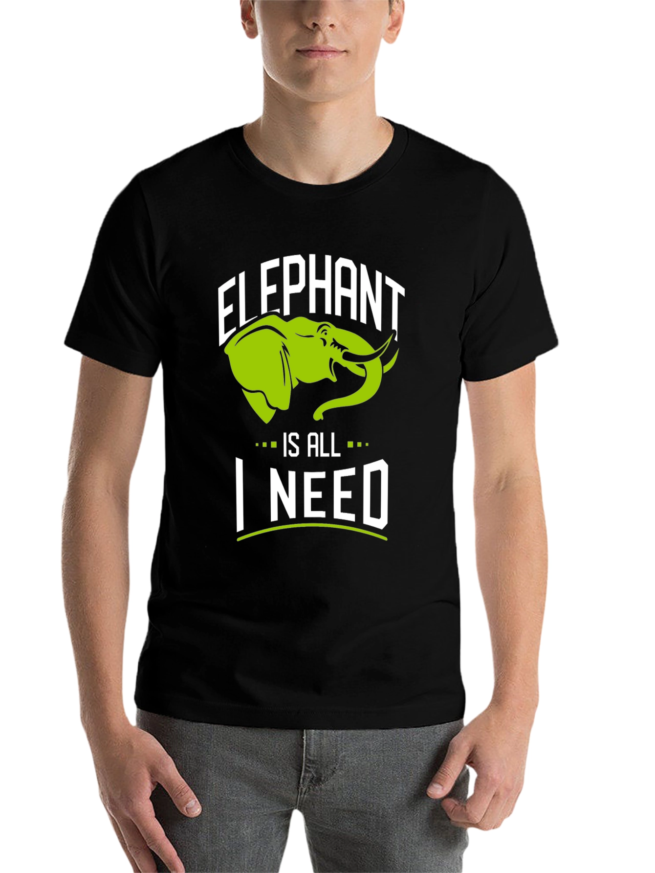 Elephant Is All I Need Black Graphic T-Shirt