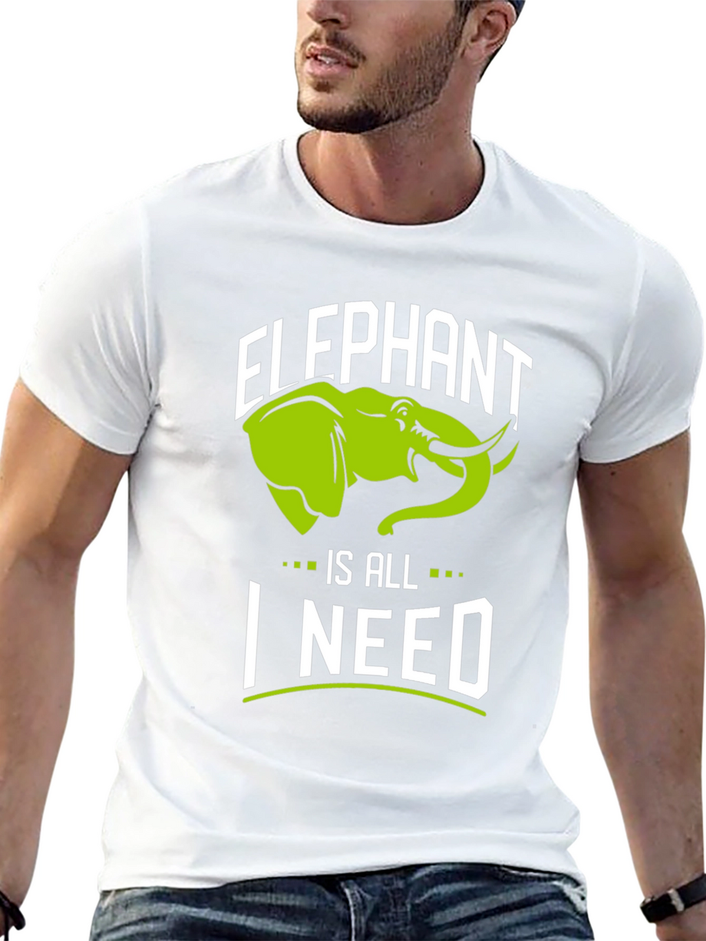 Elephant Is All I Need Black Graphic T-Shirt