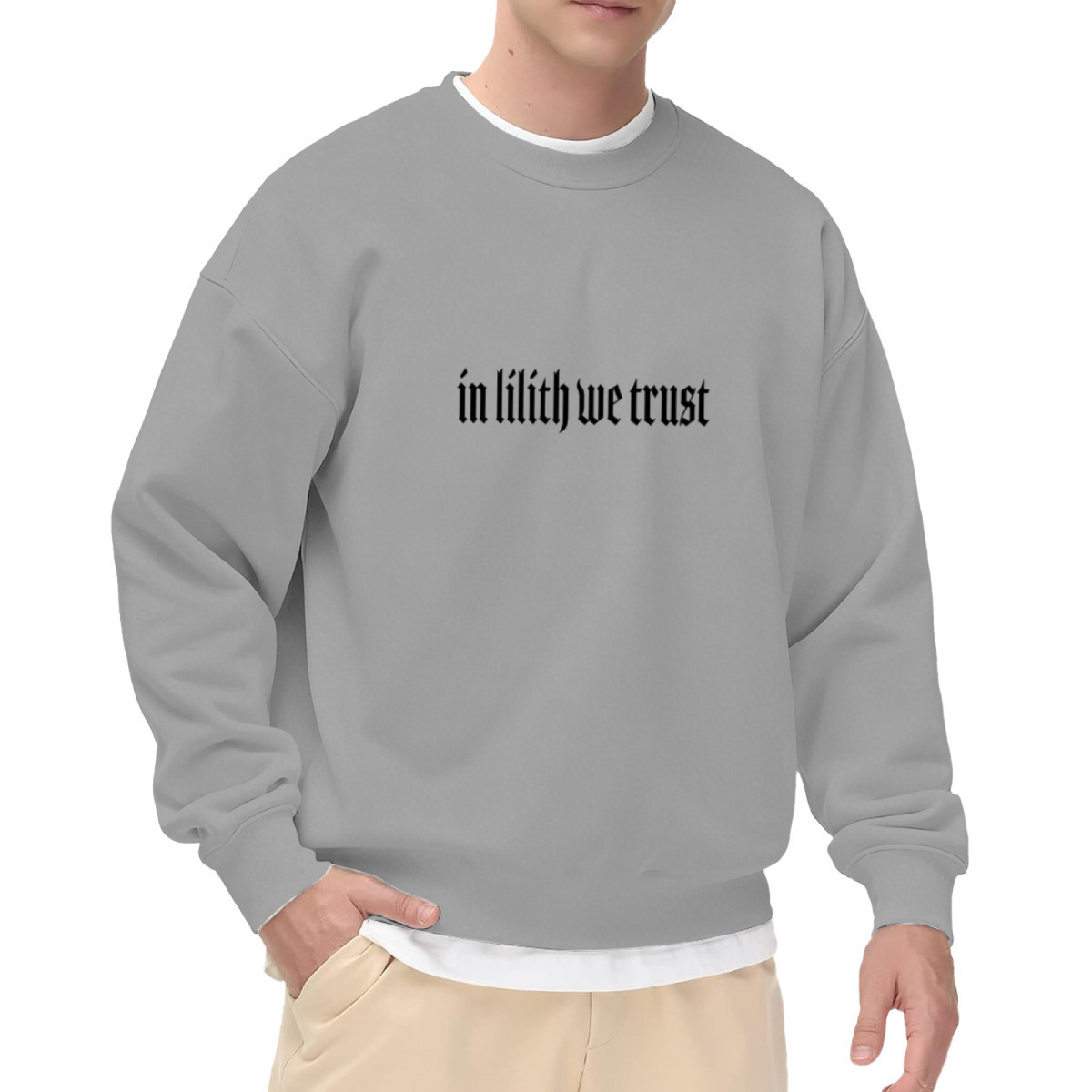 In Lilith We Trust Gothic Crewneck Sweatshirt | Dark Gothic Lettering Streetwear Top, Occult Gift