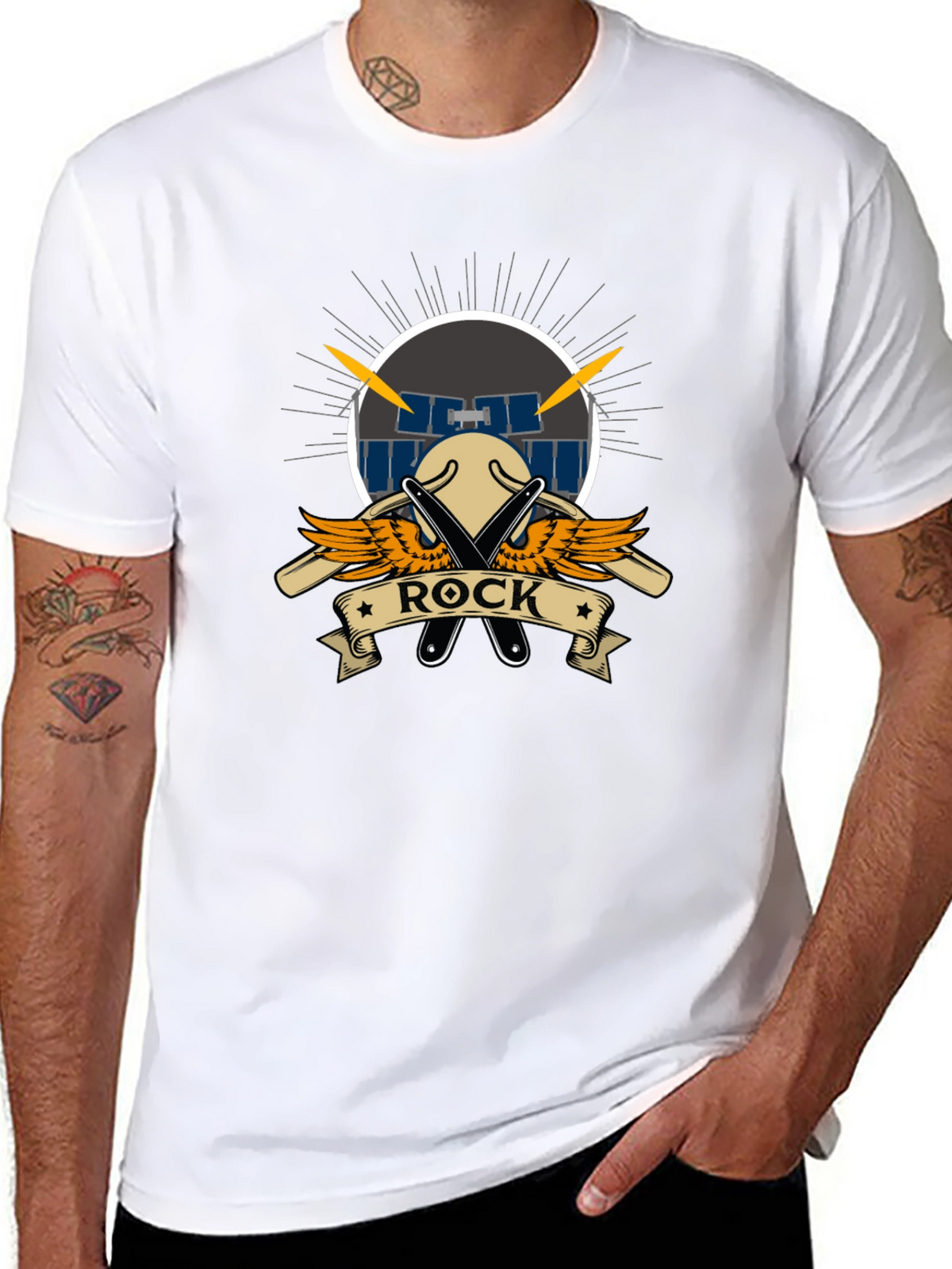 Rock Music T-Shirt - Drum Set Design