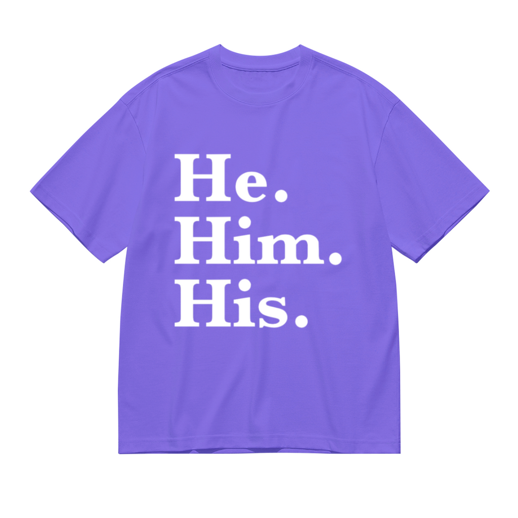 He Him His Pronoun Equality Purple Tee, LGBTQ Inclusive Minimal Aesthetic Shirt