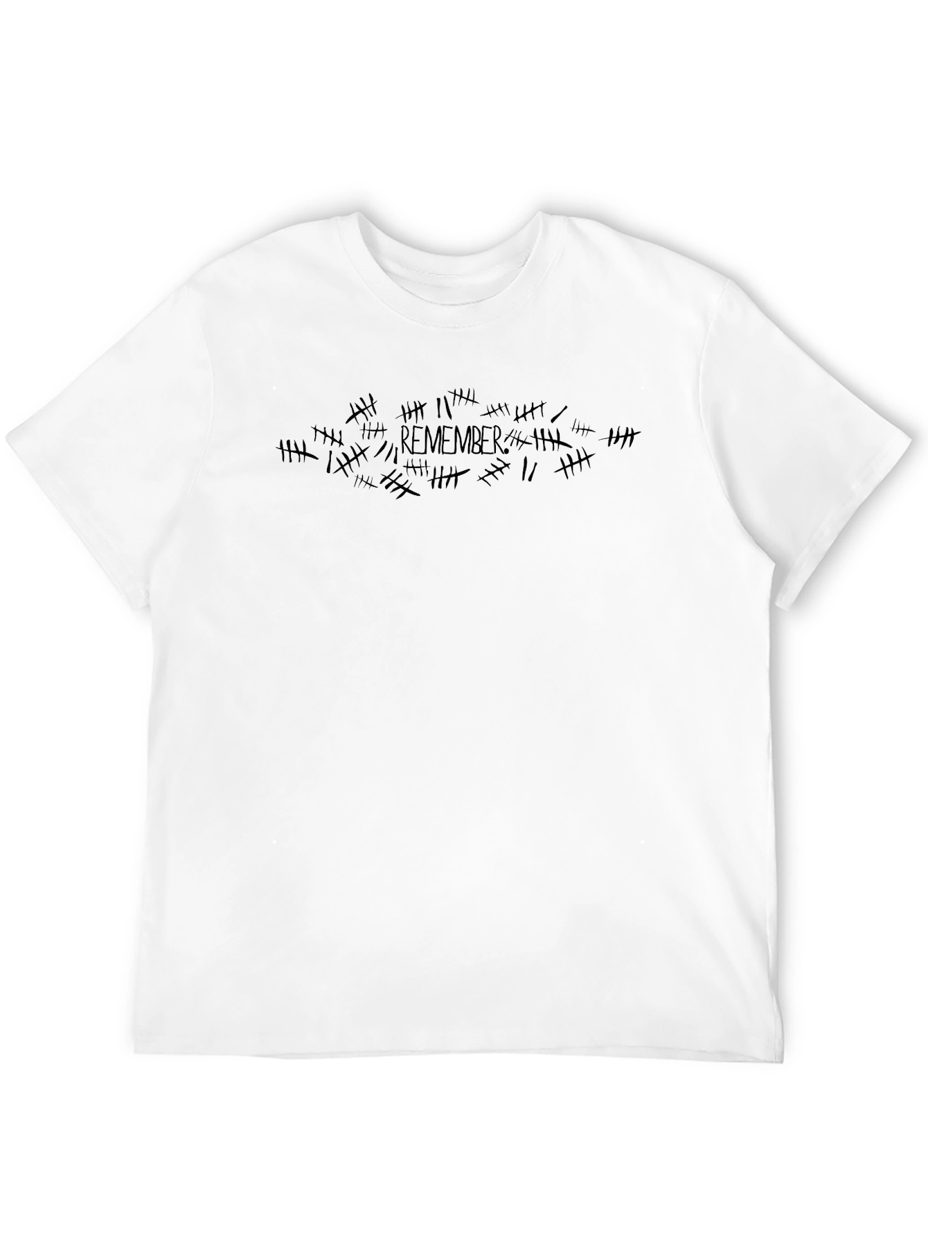 Remember Tally Marks Graphic Print Black T-Shirt
