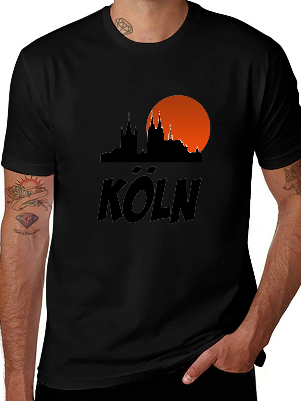 Cologne Skyline T-Shirt - Black Cityscape Tee