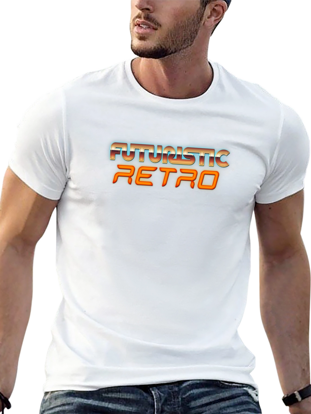 Futuristic Retro Graphic Tee - Black T-Shirt