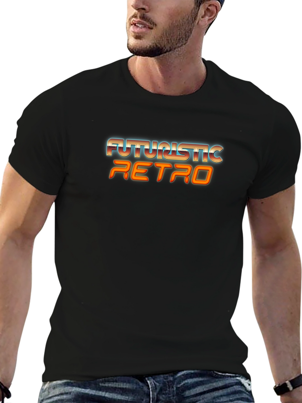Futuristic Retro Graphic Tee - Black T-Shirt