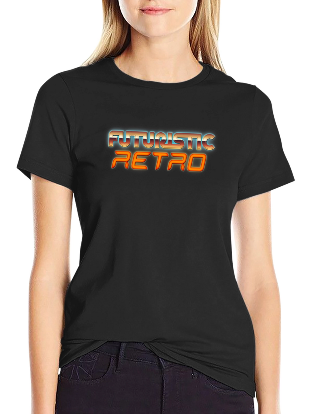 Futuristic Retro Graphic Tee - Black T-Shirt