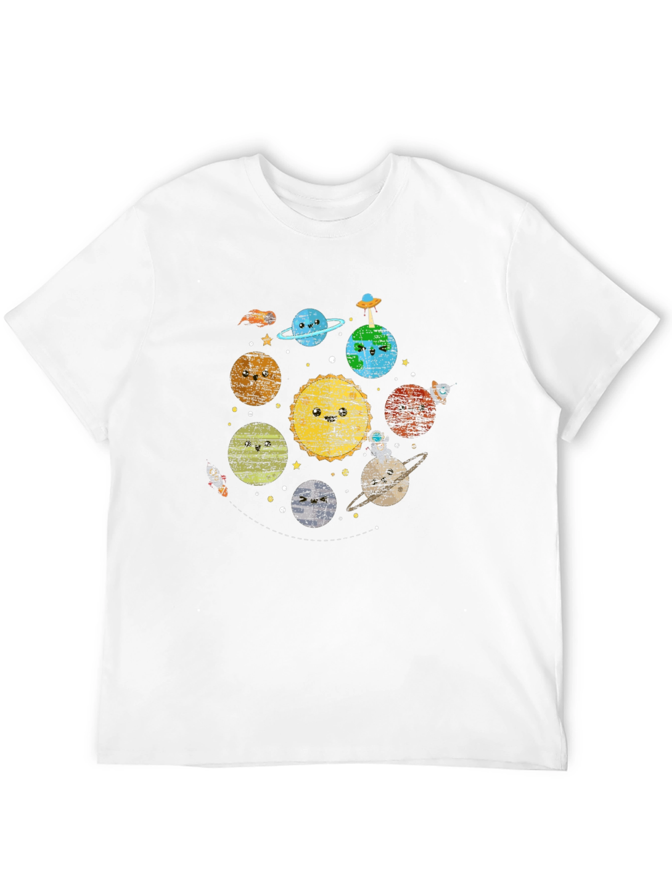 Kawaii Planets Graphic Black T-Shirt