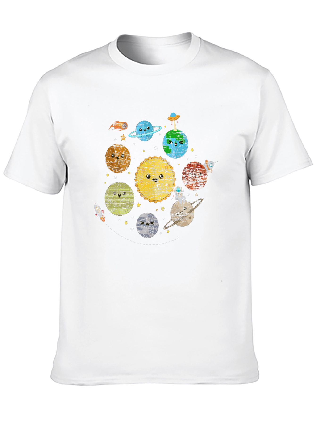 Kawaii Planets Graphic Black T-Shirt