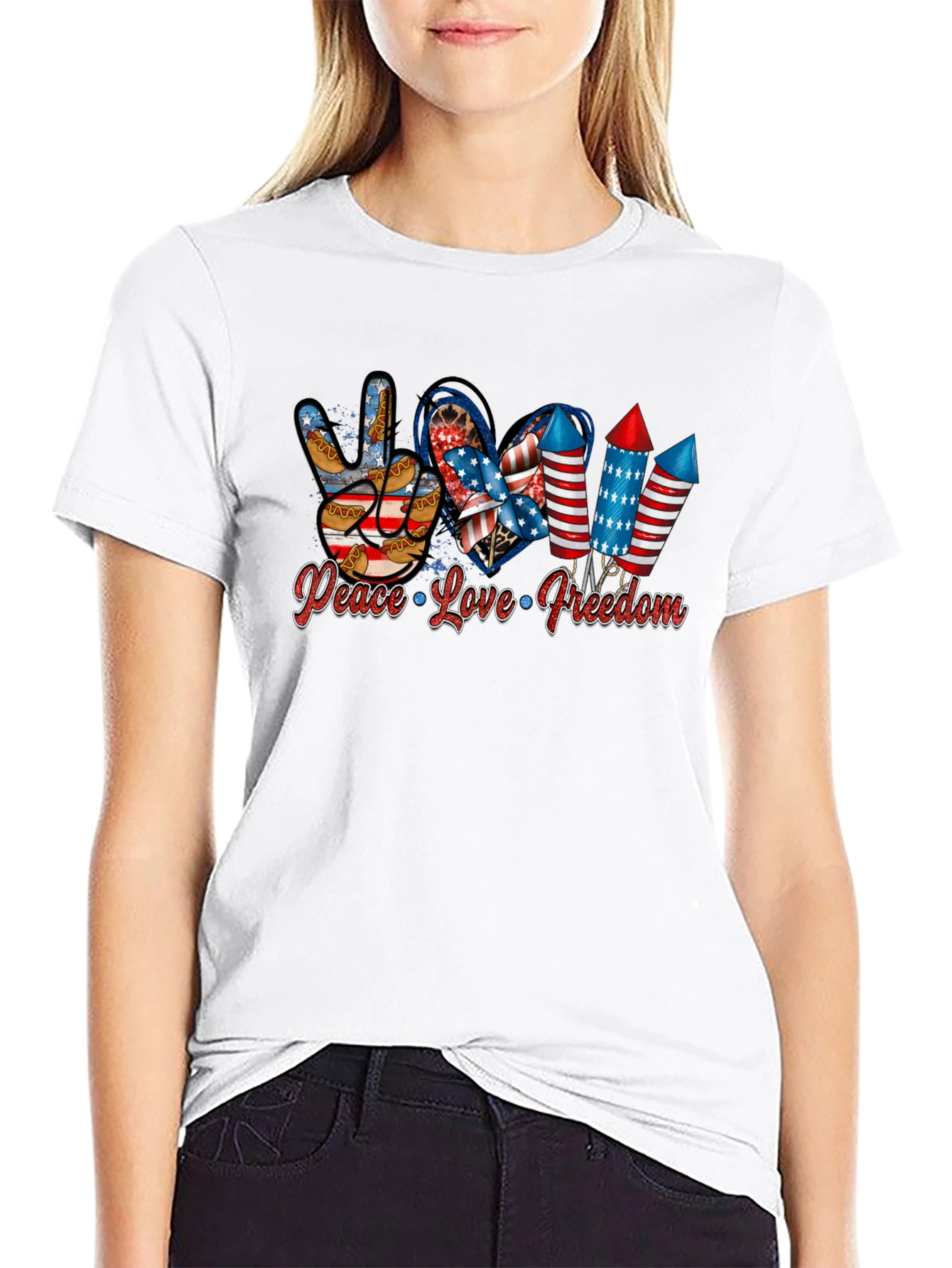 Peace Love Freedom Patriotic T-Shirt