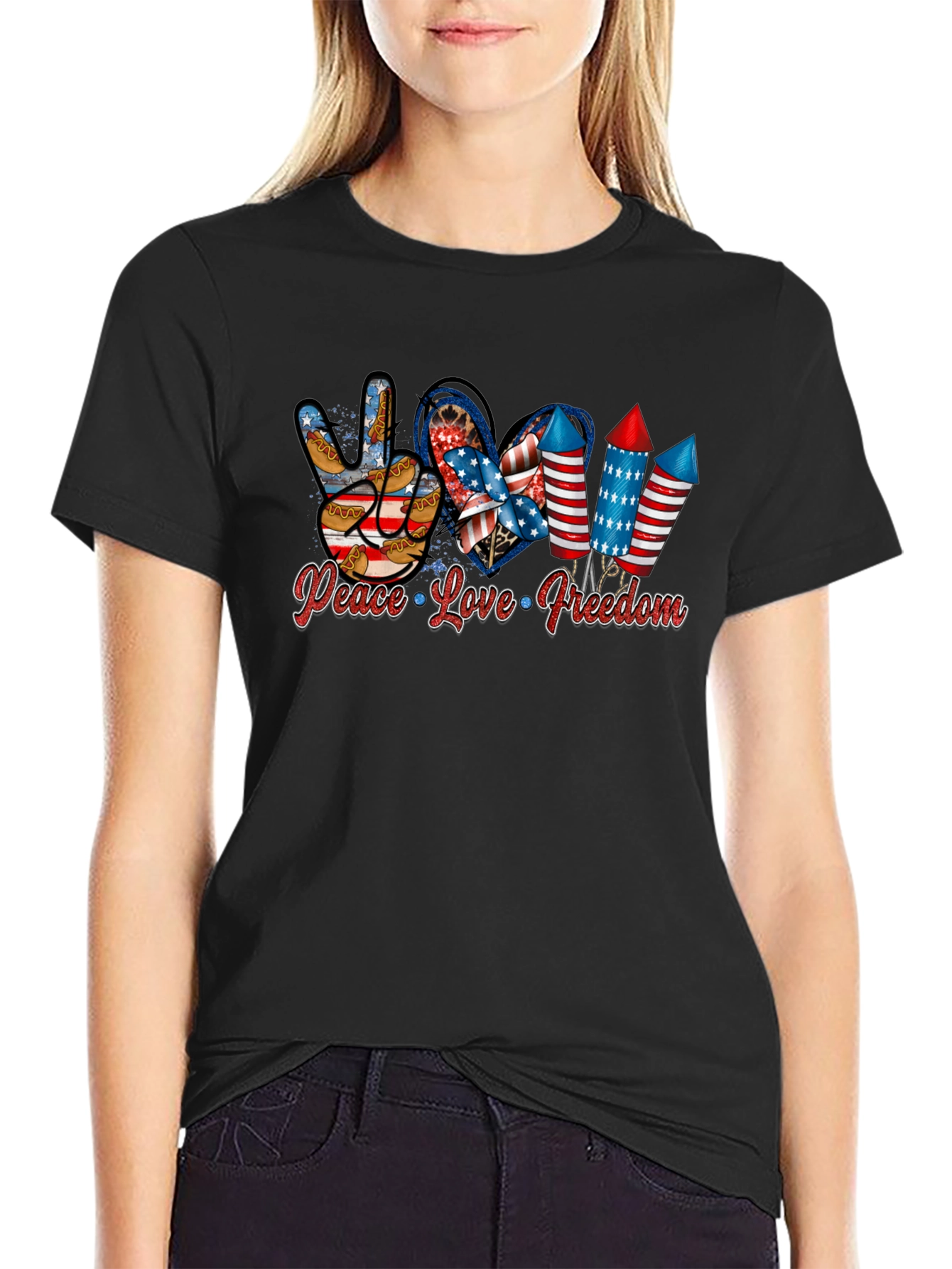 Peace Love Freedom Patriotic T-Shirt