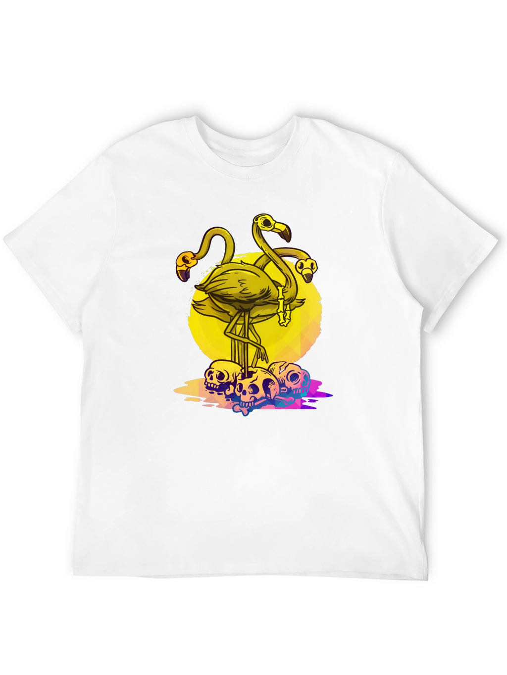 Flamingo Skull Graphic Tee - Mens Black T-Shirt
