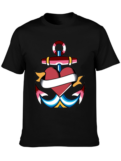 Anchor Heart Tattoo Graphic T-Shirt