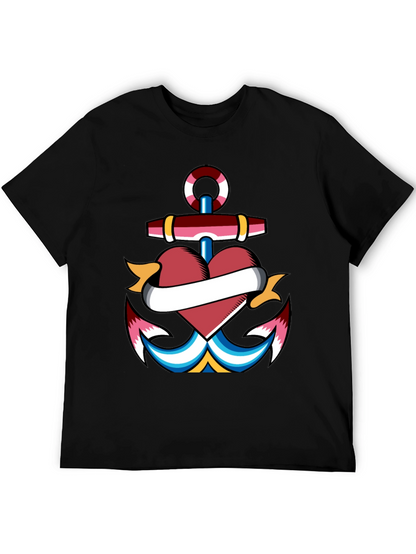 Anchor Heart Tattoo Graphic T-Shirt