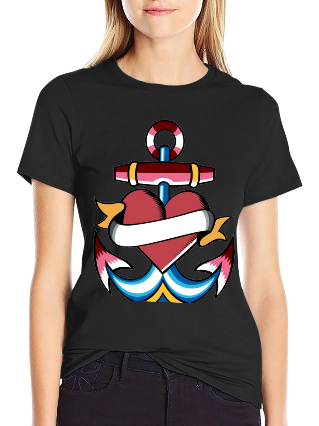 Anchor Heart Tattoo Graphic T-Shirt