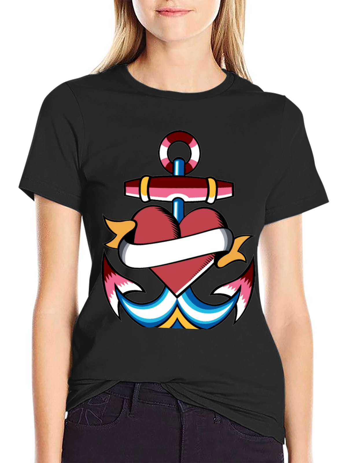 Anchor Heart Tattoo Graphic T-Shirt