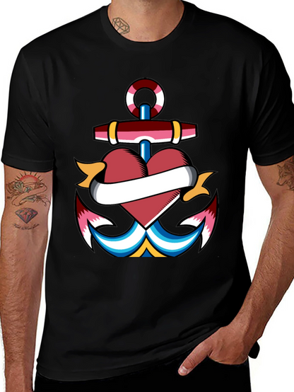 Anchor Heart Tattoo Graphic T-Shirt