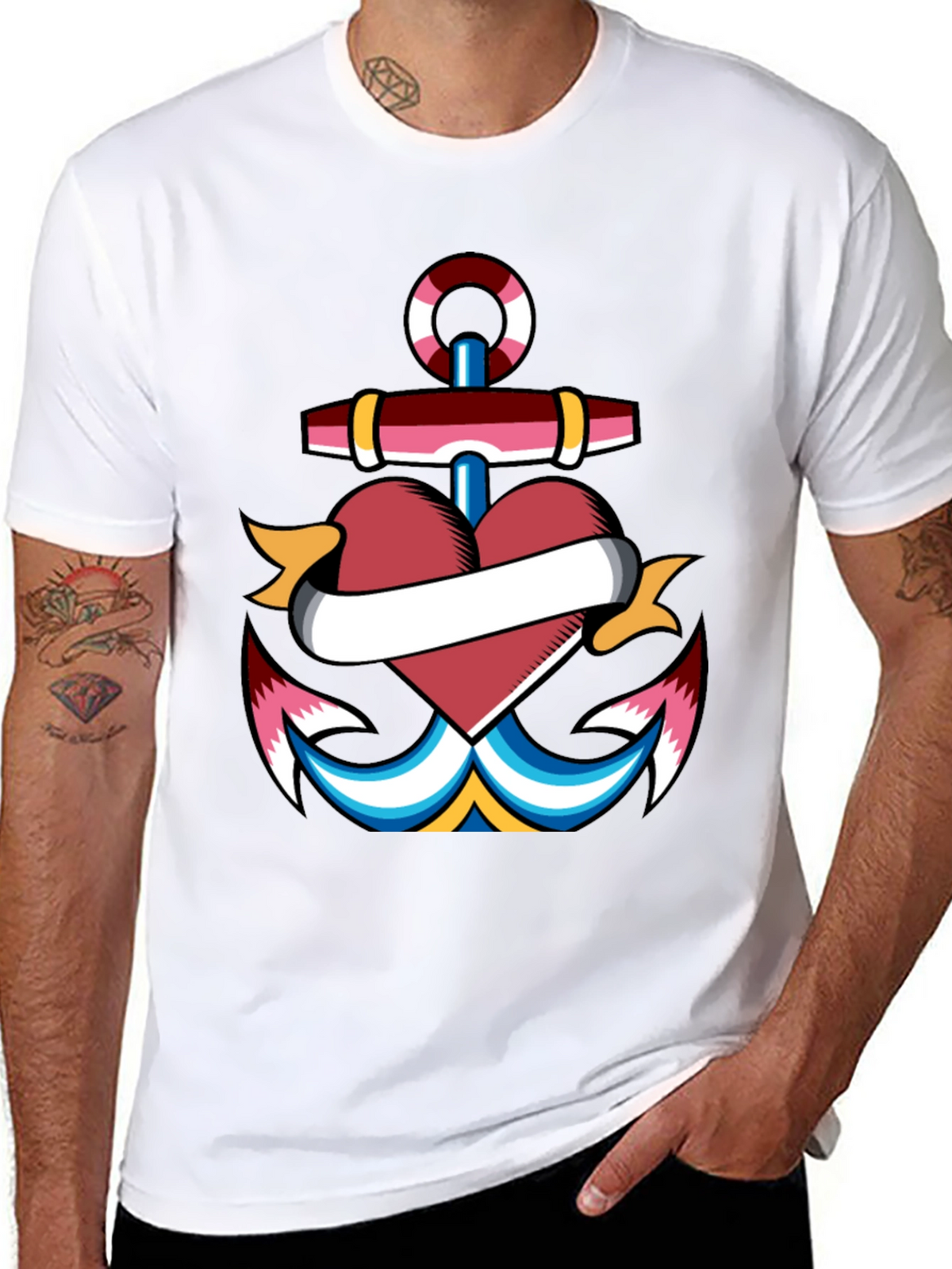Anchor Heart Tattoo Graphic T-Shirt