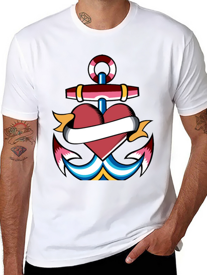 Anchor Heart Tattoo Graphic T-Shirt