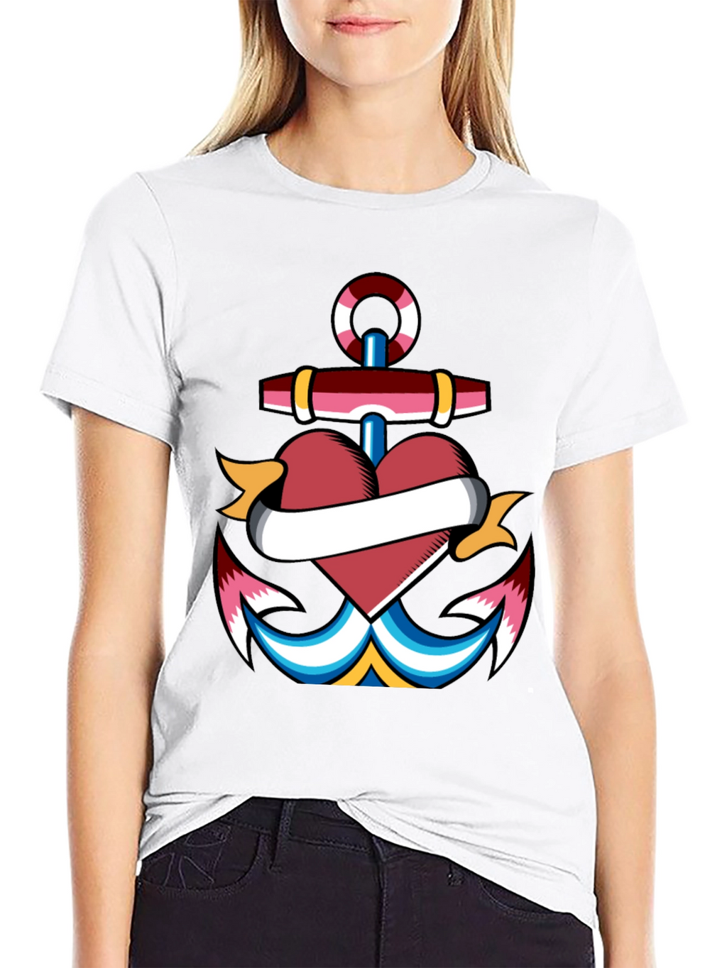Anchor Heart Tattoo Graphic T-Shirt