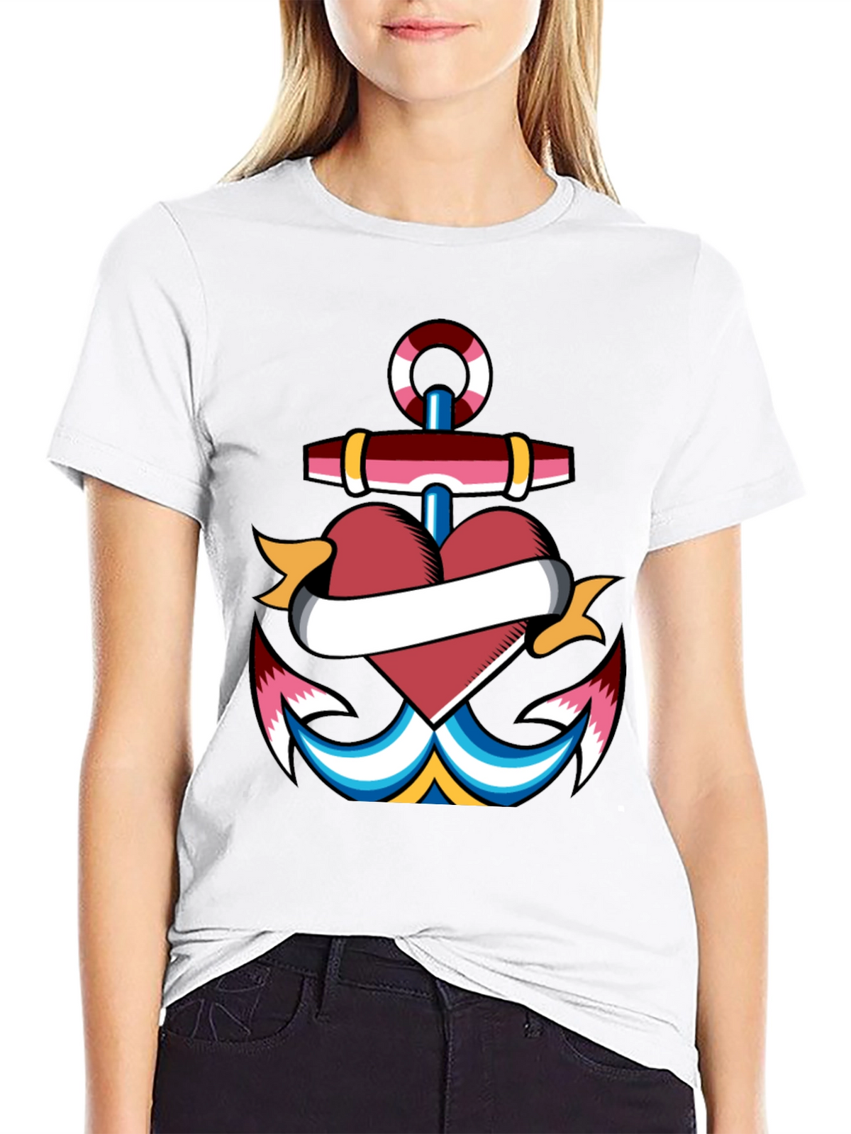 Anchor Heart Tattoo Graphic T-Shirt
