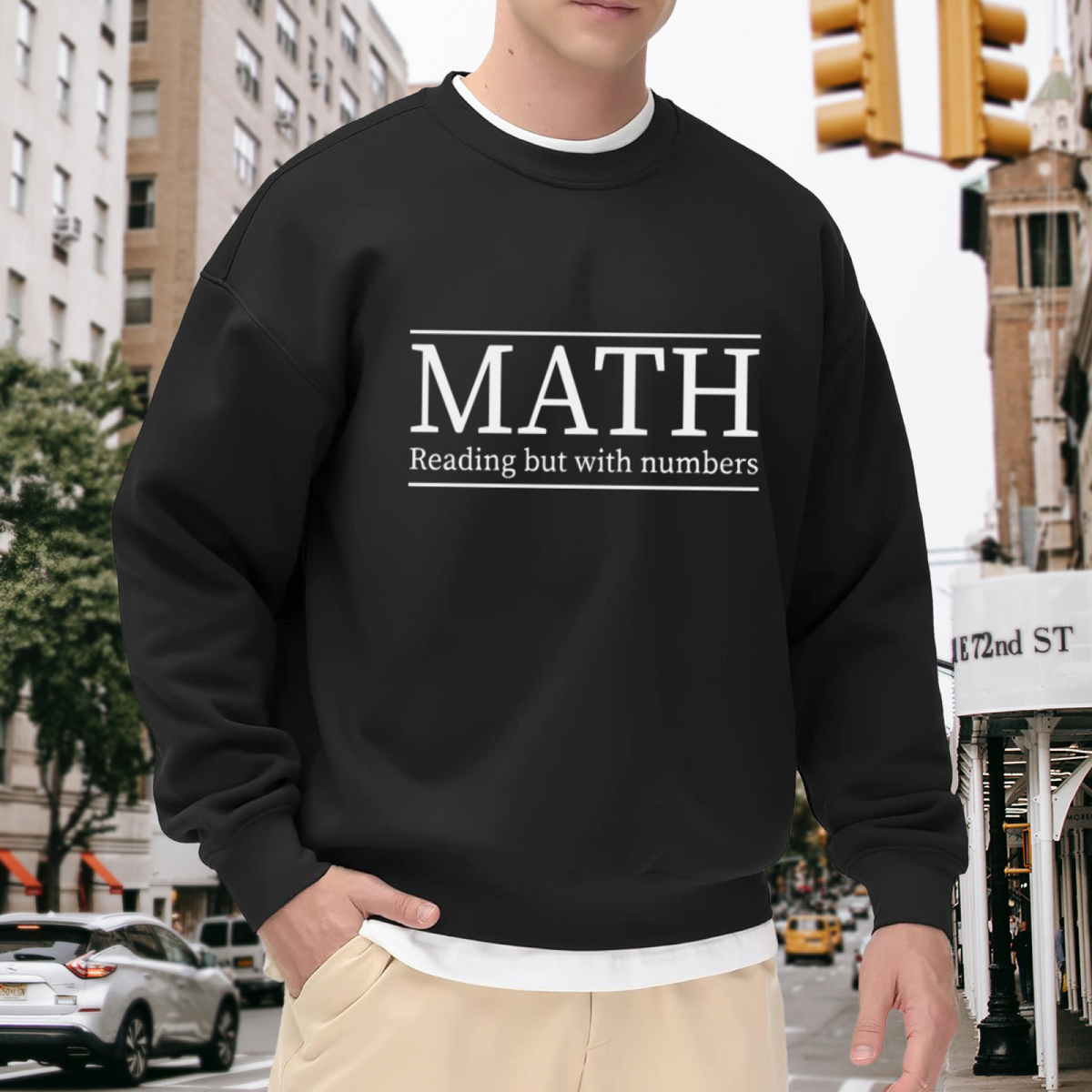 Math Reading But With Numbers Crewneck Sweatshirt - Funny Teacher Gift Pullover, Student Humor Graphic, Math Class Top