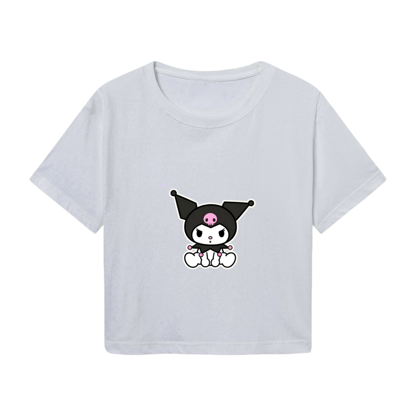Minimal Kawaii Kuromi Grey Casual Crop Top