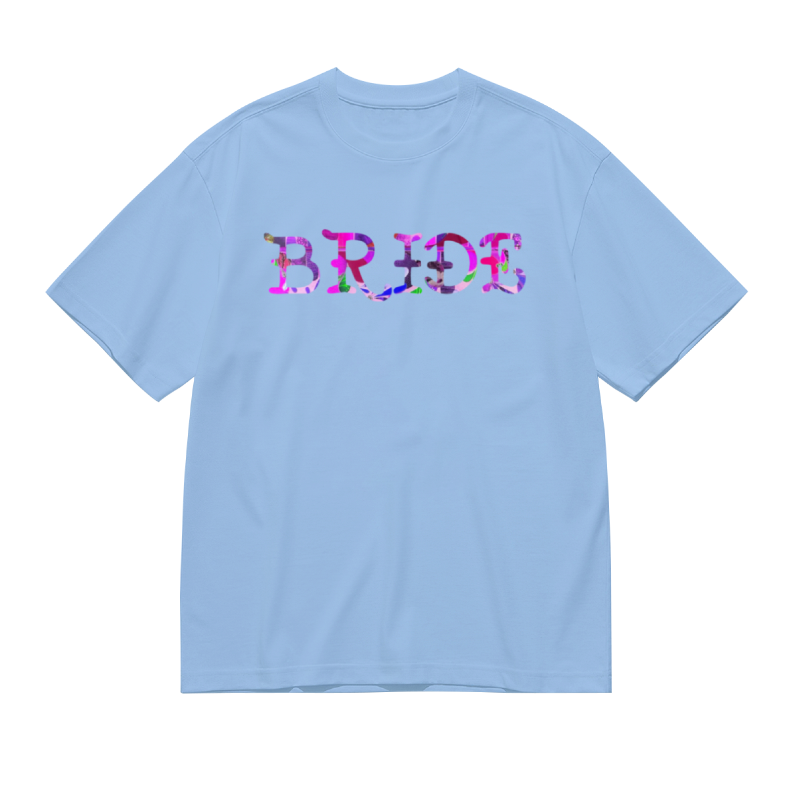 Floral Pattern BRIDE Bridal Light Blue Wedding Tee
