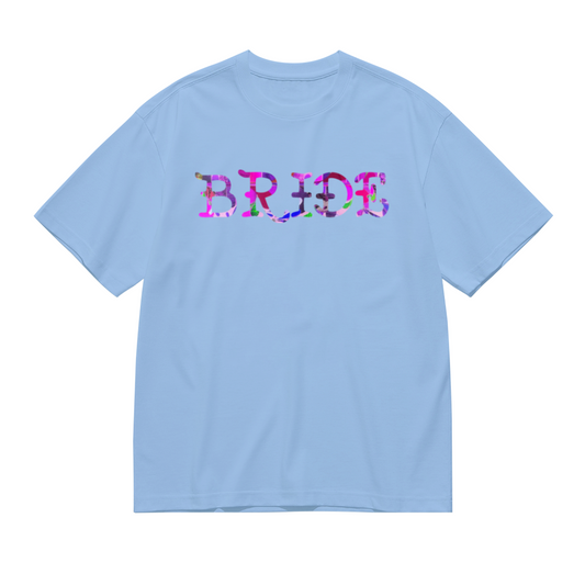 Floral Pattern BRIDE Bridal Light Blue Wedding Tee