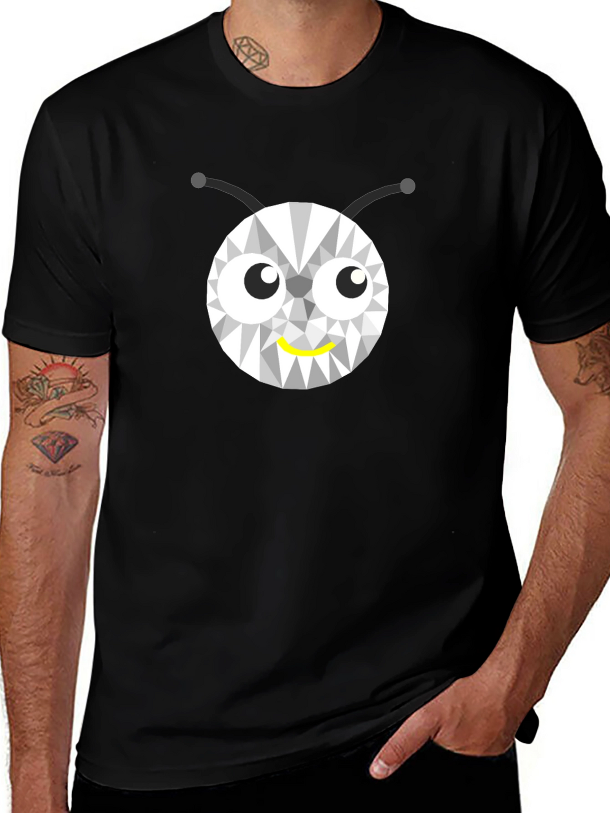 Geometric Bug Graphic Tee - Modern Style