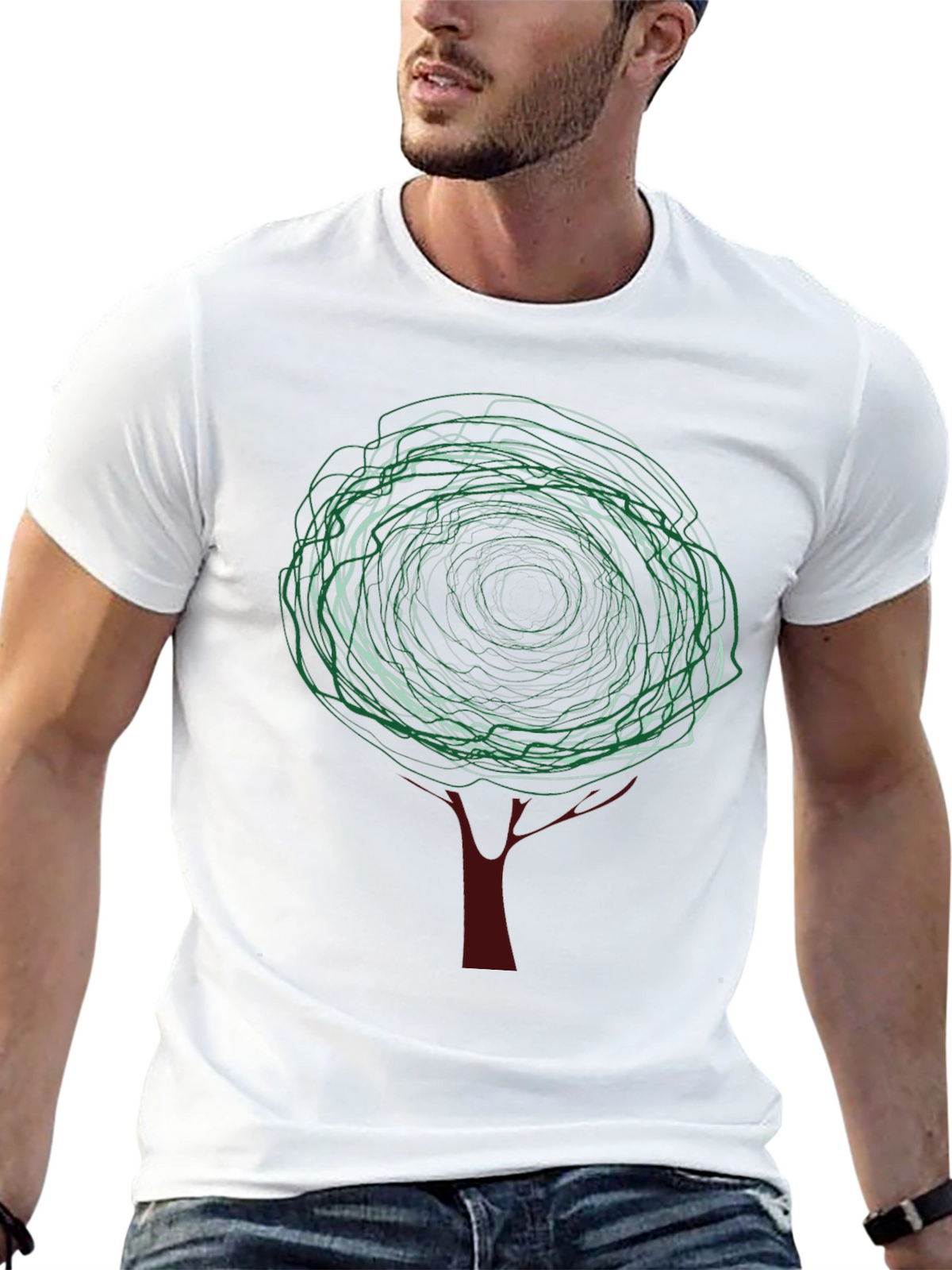 Abstract Tree Graphic Tee - Modern Style