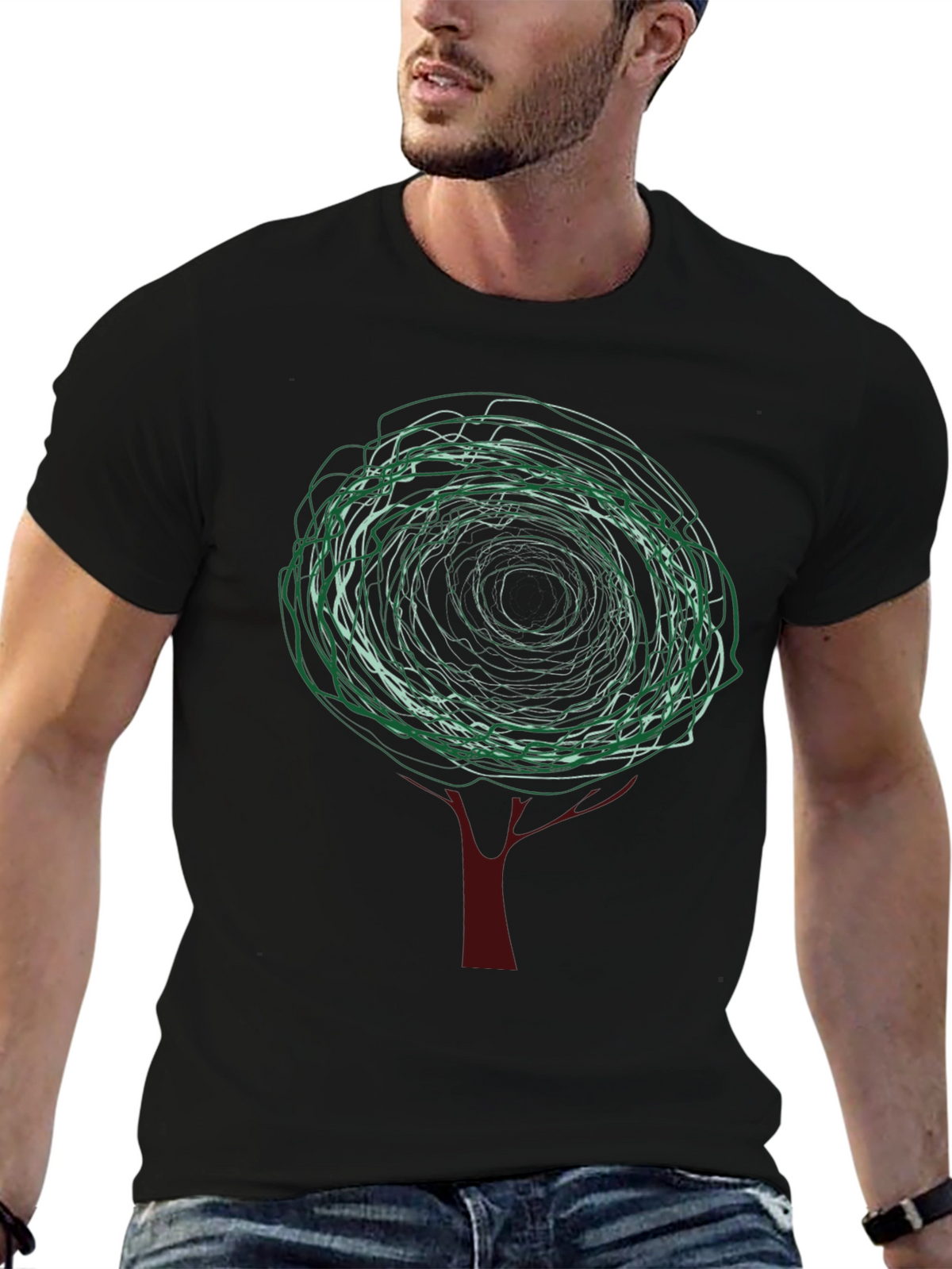 Abstract Tree Graphic Tee - Modern Style