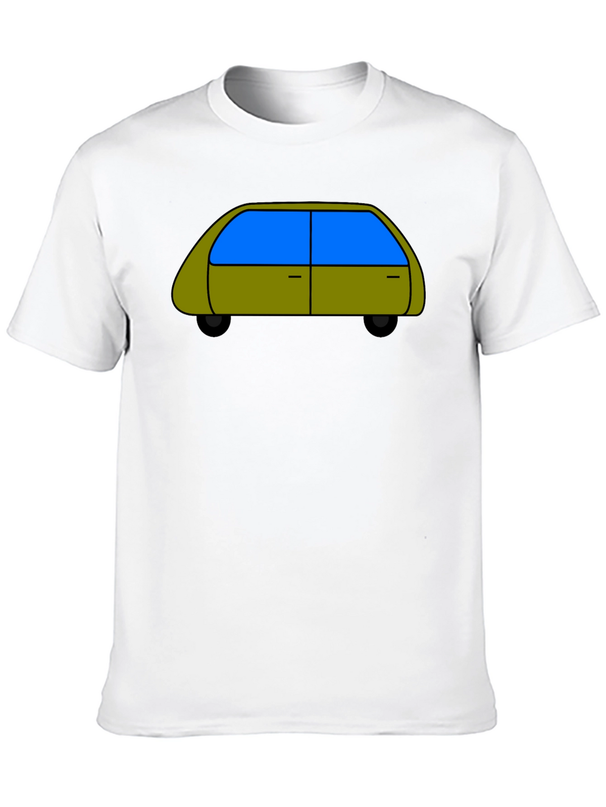 Cartoon Car Graphic Tee - Black Cotton T-Shirt