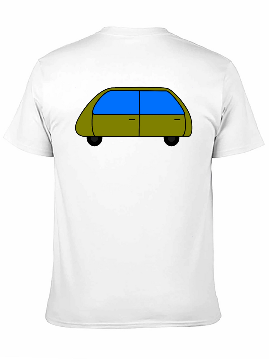 Cartoon Car Graphic Tee - Black Cotton T-Shirt