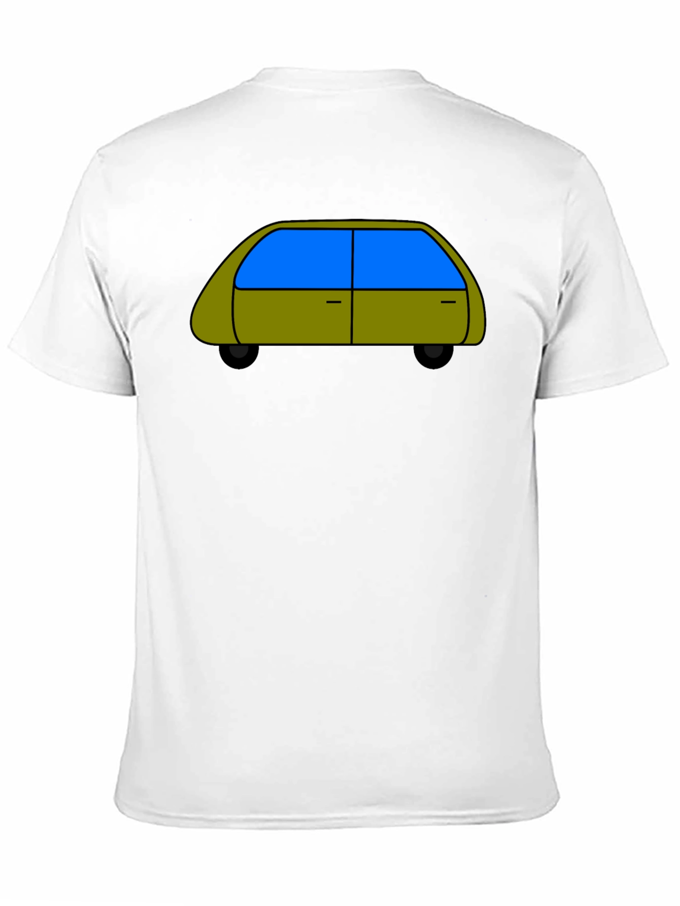 Cartoon Car Graphic Tee - Black Cotton T-Shirt