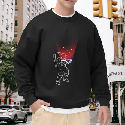 Astronaut Reading Galaxy Book Crewneck Sweatshirt - Dreamy Space Book Lover Graphic, Cosmic Reader Pullover, Sci-Fi Gift