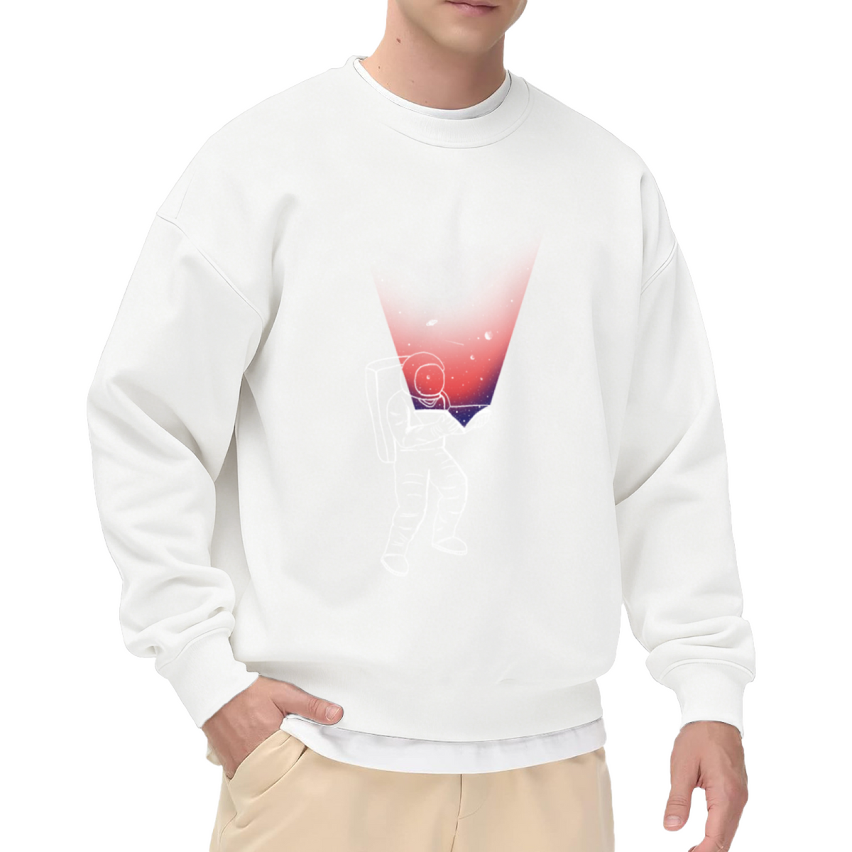 Astronaut Reading Galaxy Book Crewneck Sweatshirt - Dreamy Space Book Lover Graphic, Cosmic Reader Pullover, Sci-Fi Gift