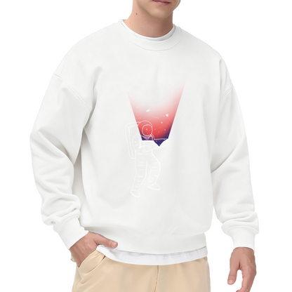 Astronaut Reading Galaxy Book Crewneck Sweatshirt - Dreamy Space Book Lover Graphic, Cosmic Reader Pullover, Sci-Fi Gift